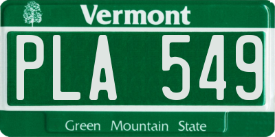 VT license plate PLA549