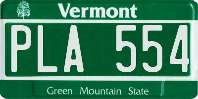 VT license plate PLA554