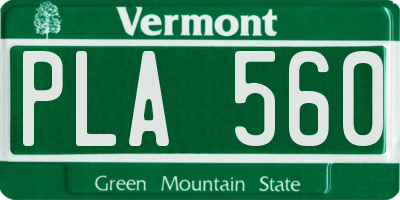 VT license plate PLA560