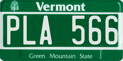 VT license plate PLA566