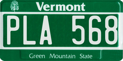 VT license plate PLA568