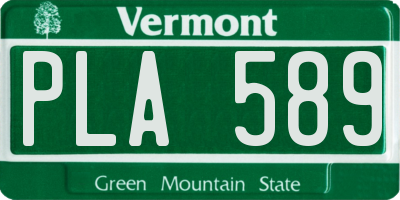 VT license plate PLA589