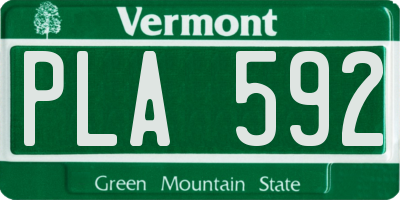 VT license plate PLA592