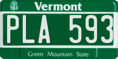 VT license plate PLA593