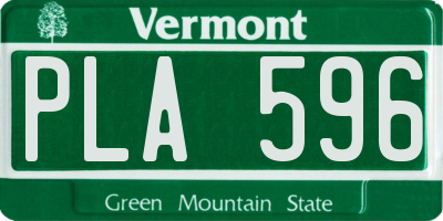 VT license plate PLA596