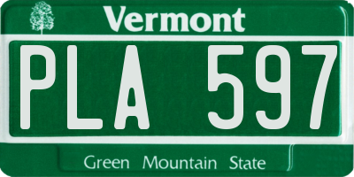 VT license plate PLA597