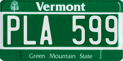 VT license plate PLA599