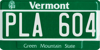 VT license plate PLA604
