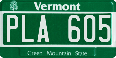 VT license plate PLA605