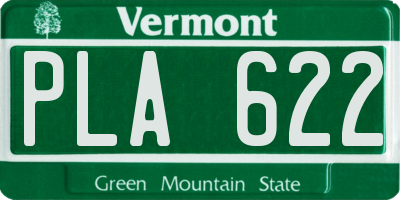 VT license plate PLA622