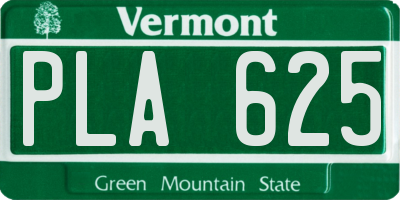 VT license plate PLA625