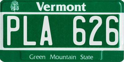 VT license plate PLA626