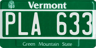 VT license plate PLA633