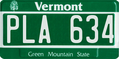 VT license plate PLA634