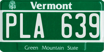 VT license plate PLA639