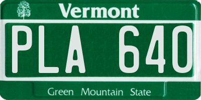 VT license plate PLA640