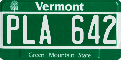 VT license plate PLA642