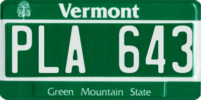 VT license plate PLA643
