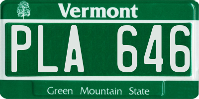 VT license plate PLA646