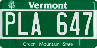 VT license plate PLA647