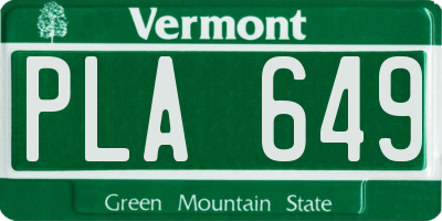 VT license plate PLA649