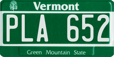 VT license plate PLA652