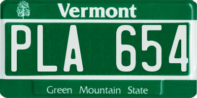 VT license plate PLA654
