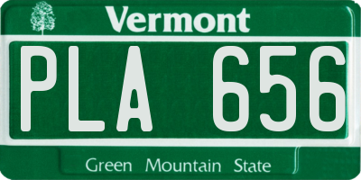 VT license plate PLA656