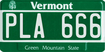 VT license plate PLA666