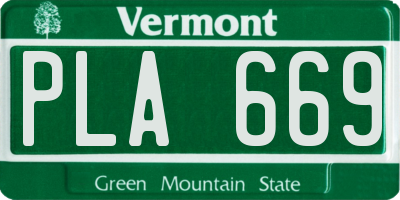 VT license plate PLA669