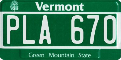 VT license plate PLA670