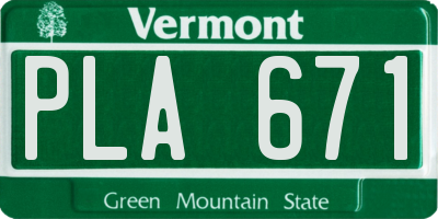 VT license plate PLA671