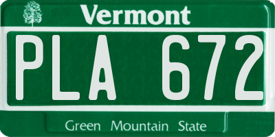 VT license plate PLA672