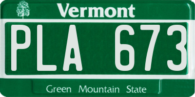 VT license plate PLA673
