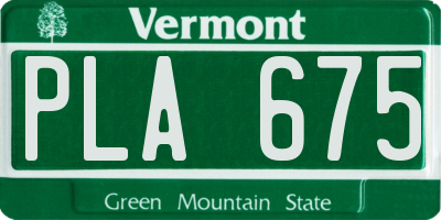 VT license plate PLA675