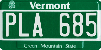 VT license plate PLA685