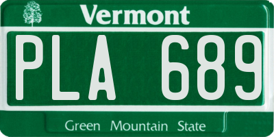 VT license plate PLA689