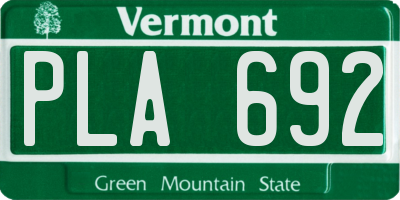 VT license plate PLA692