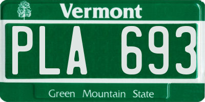 VT license plate PLA693