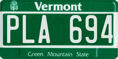 VT license plate PLA694