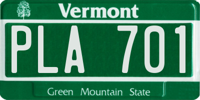 VT license plate PLA701