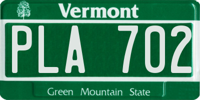 VT license plate PLA702
