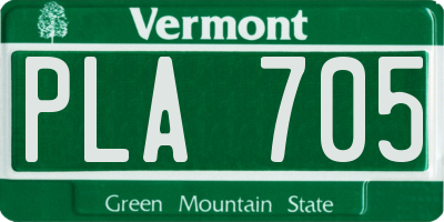 VT license plate PLA705