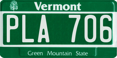 VT license plate PLA706