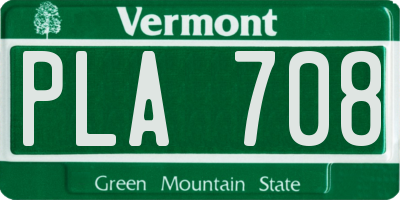 VT license plate PLA708