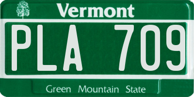 VT license plate PLA709