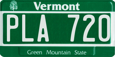 VT license plate PLA720