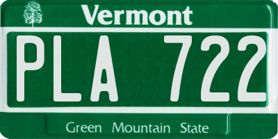 VT license plate PLA722
