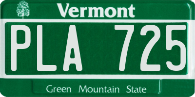 VT license plate PLA725