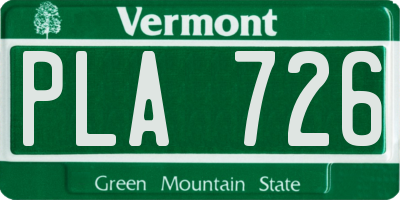 VT license plate PLA726